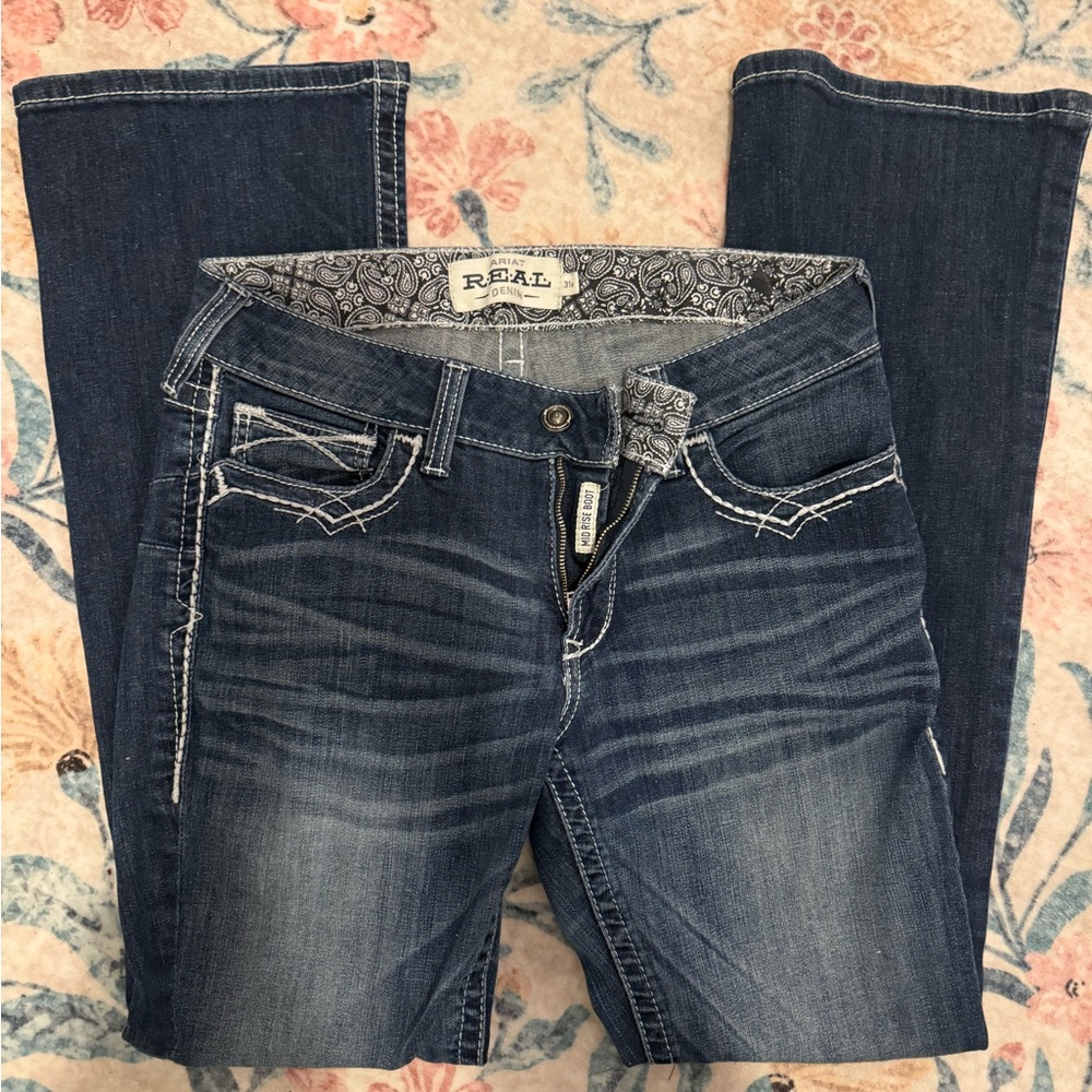 Ariat R.E.A.L. Mid Rise Stretch Entwined Boot Cut Jean 31R